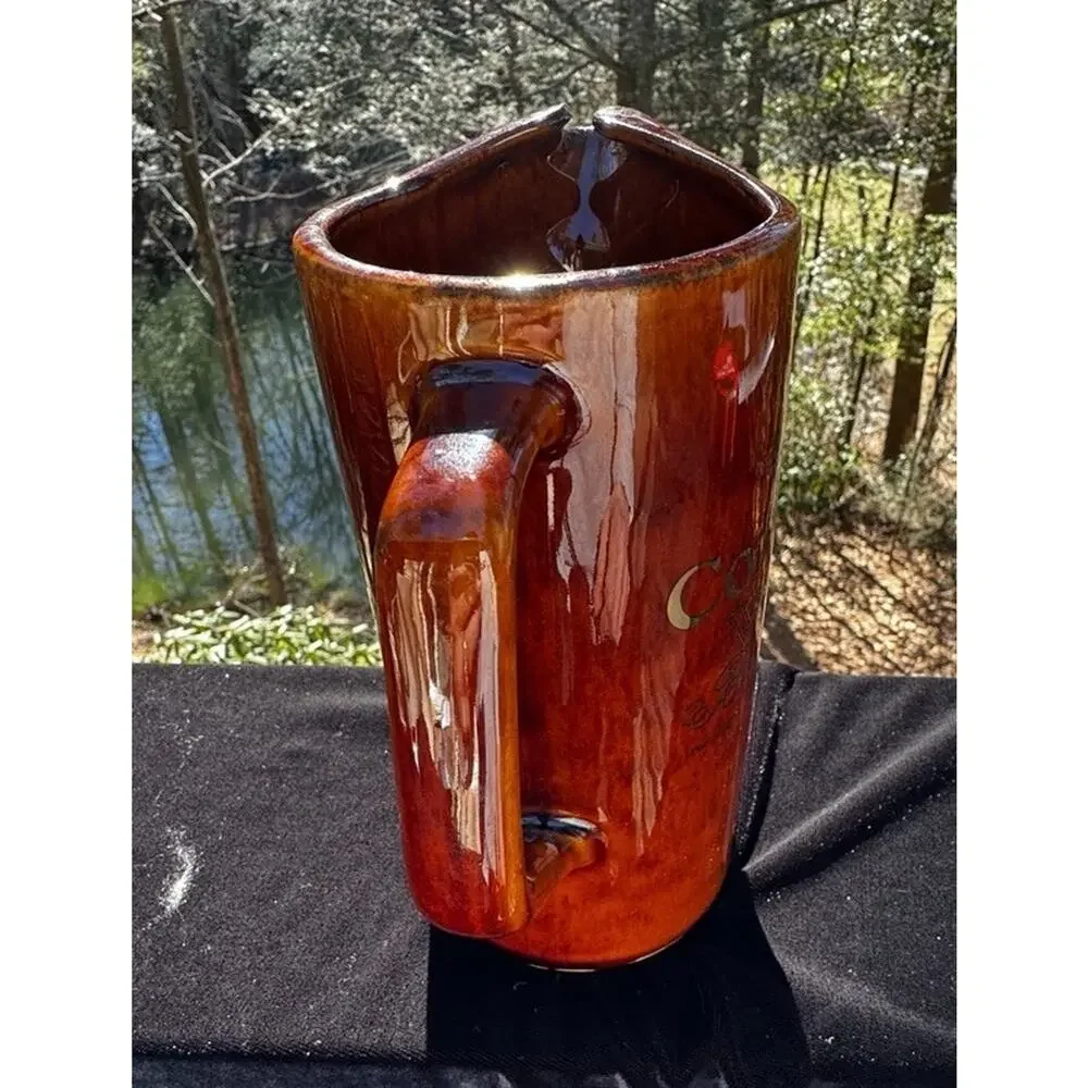 Vintage Coronet VSQ Brandy Pottery Water Pouring Pitcher Brown Barware -A1